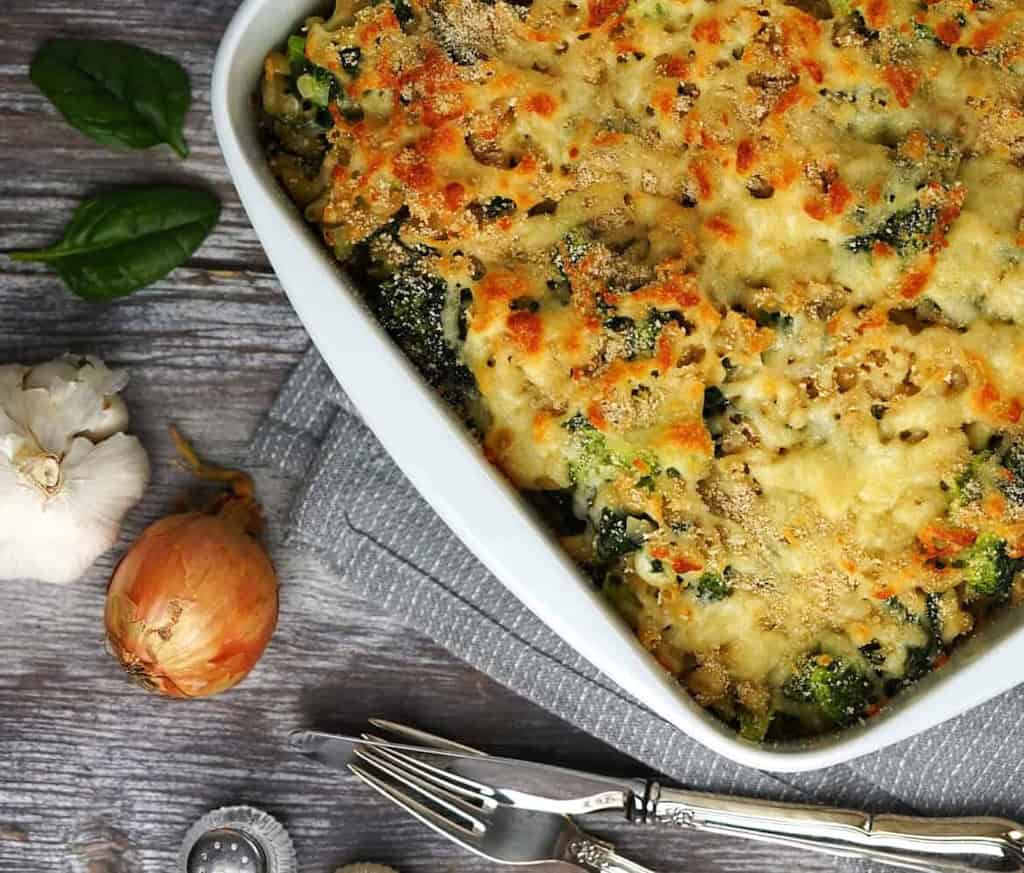 Macaroni and cheese med broccoli og spinat